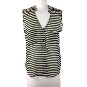 one clothing Sheer Striped Button Down Tank, Small